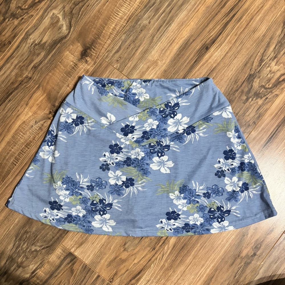 Raya Sun Hawaiian Knit Floral Blue Skirt Skort